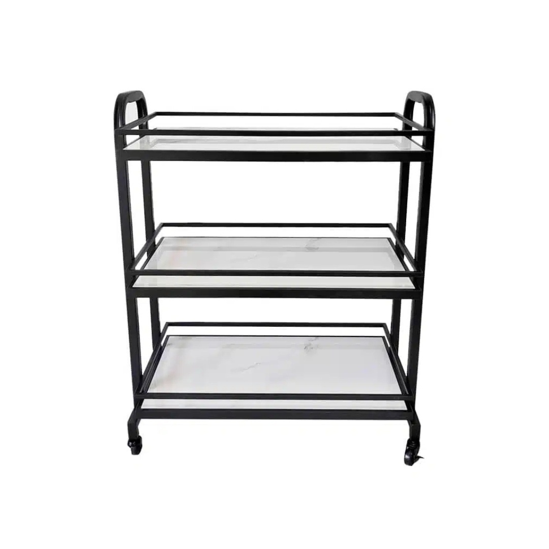 Samui Bar Cart - Black and White Marble image 2